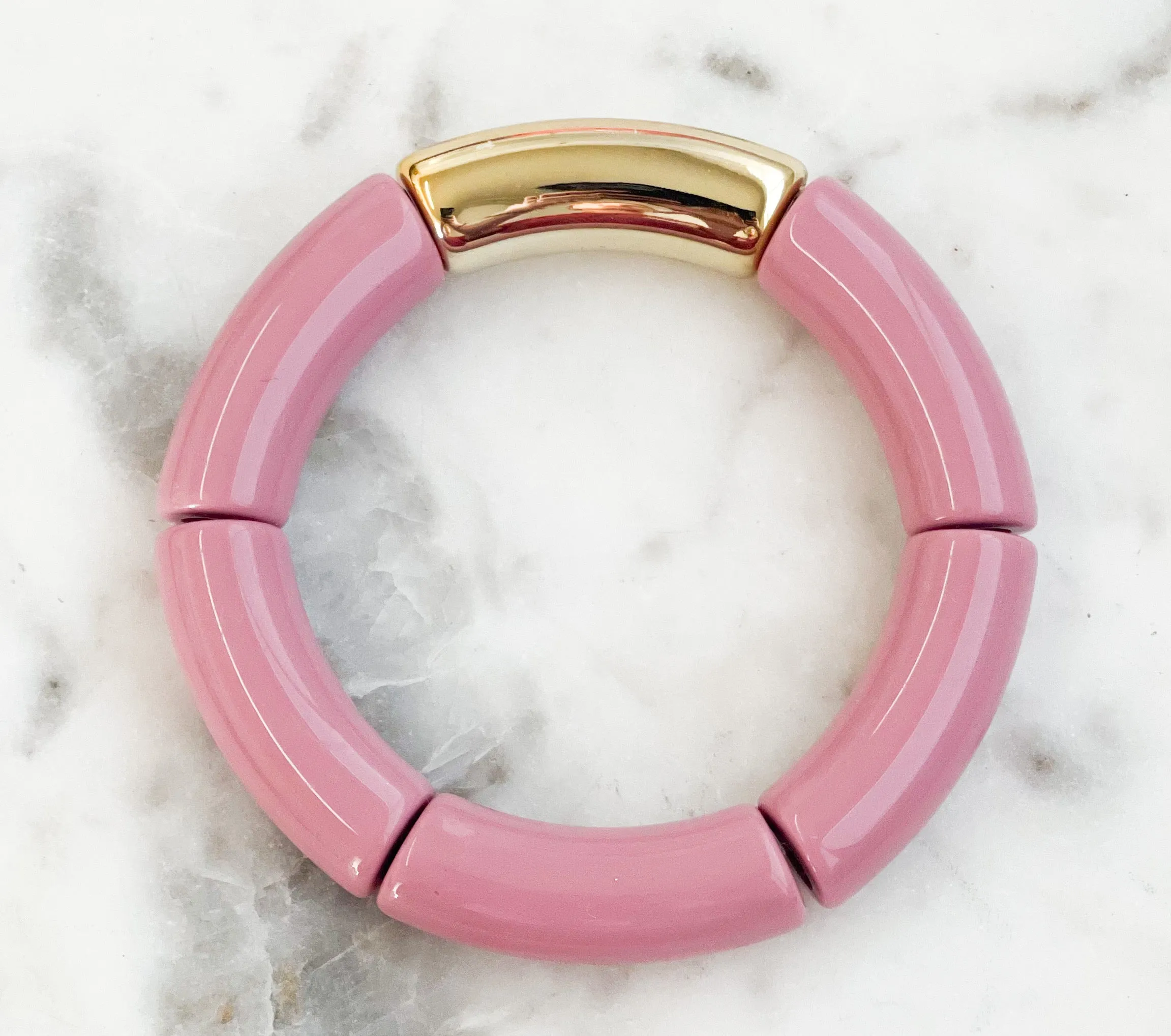 Acrylic Bamboo Bangle Bracelet "Dusty Rose"