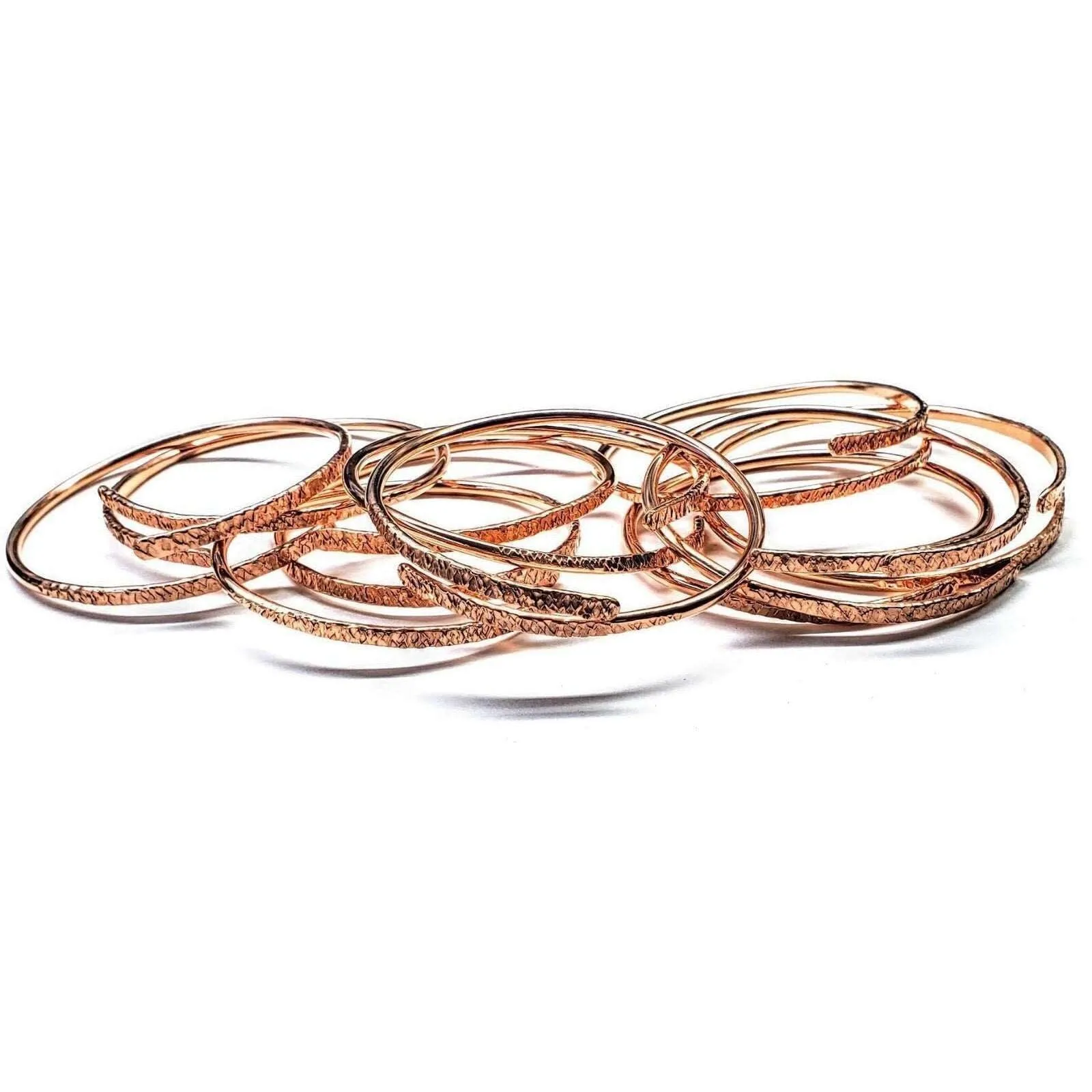 Adjustable Hammered Copper Overlap Bangle For Him or Her