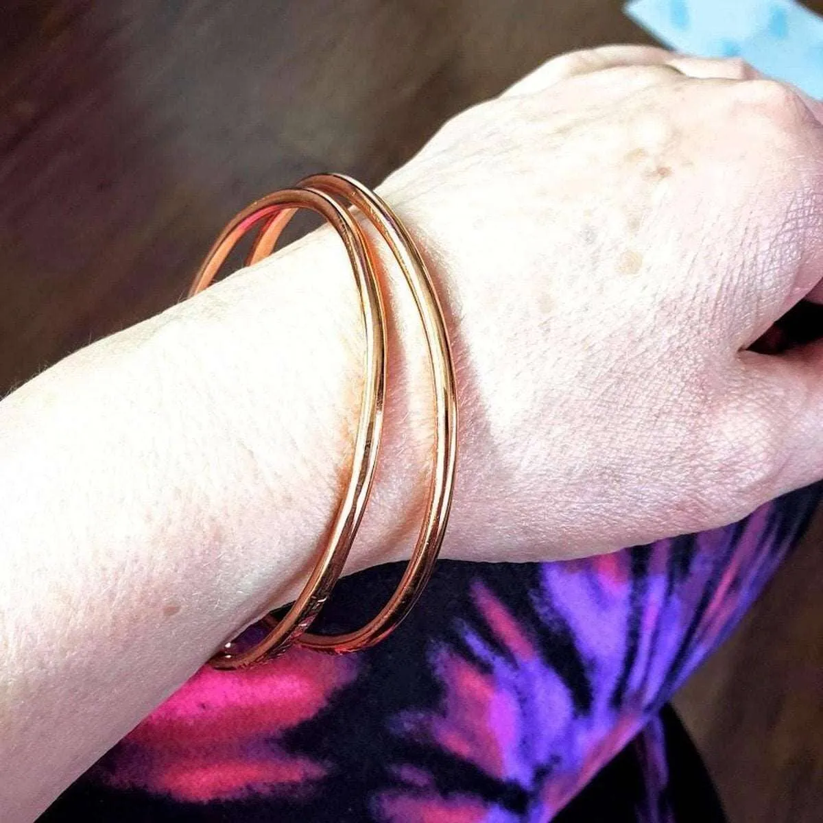 Adjustable Hammered Copper Overlap Bangle For Him or Her