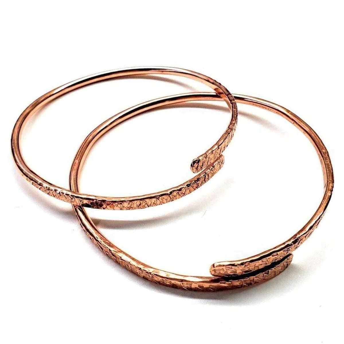 Adjustable Hammered Copper Overlap Bangle For Him or Her