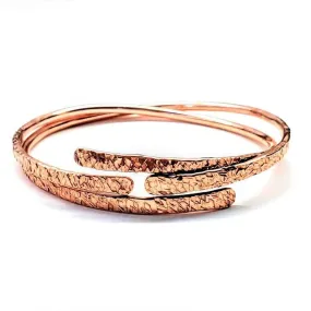 Adjustable Hammered Copper Overlap Bangle For Him or Her