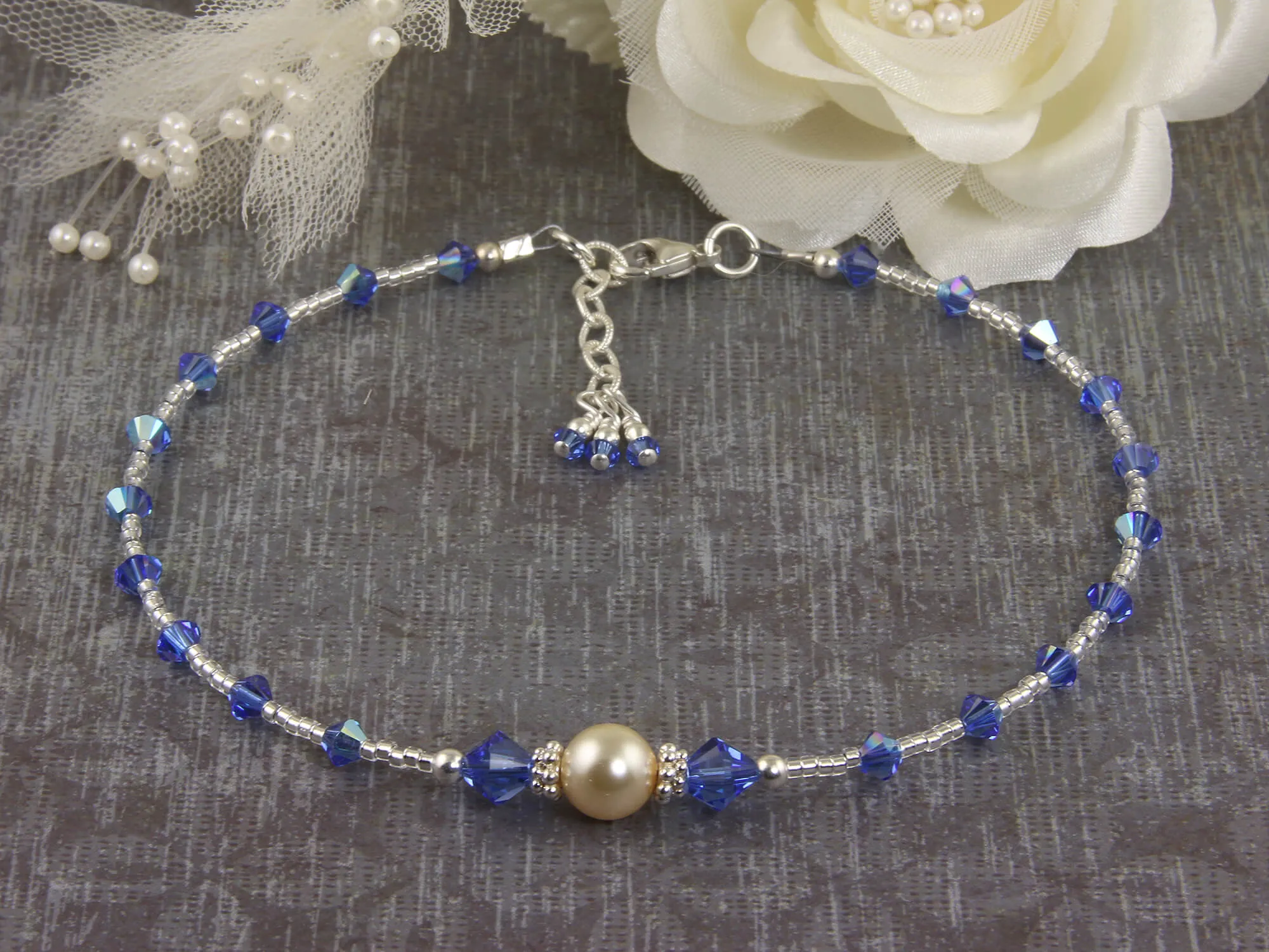 All that Glistens - Something Blue Wedding Sapphire Anklet