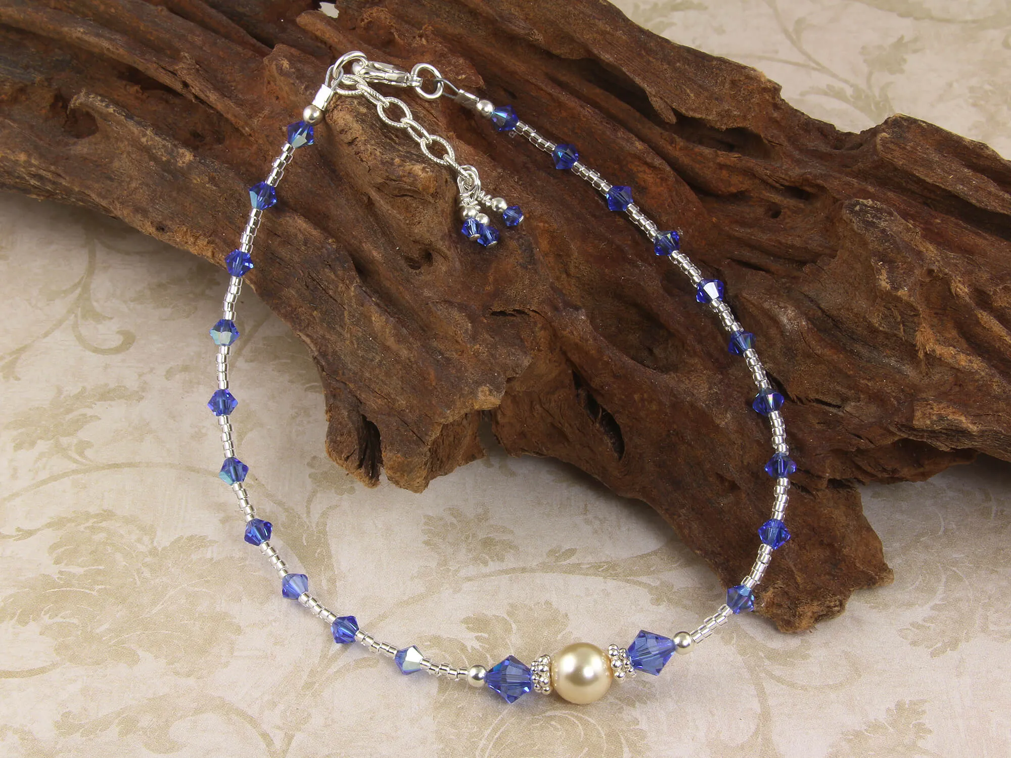 All that Glistens - Something Blue Wedding Sapphire Anklet