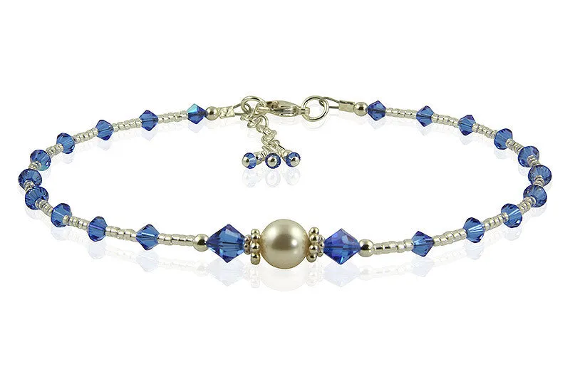 All that Glistens - Something Blue Wedding Sapphire Anklet