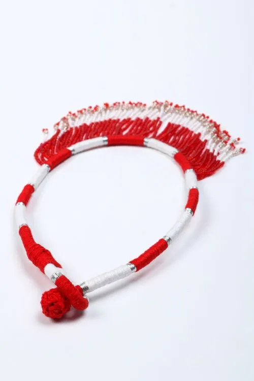 Antarang- Red Jumki Bead Choker,  100% Cotton. Valentine Special. Hand Made By Divyang Rural Women.