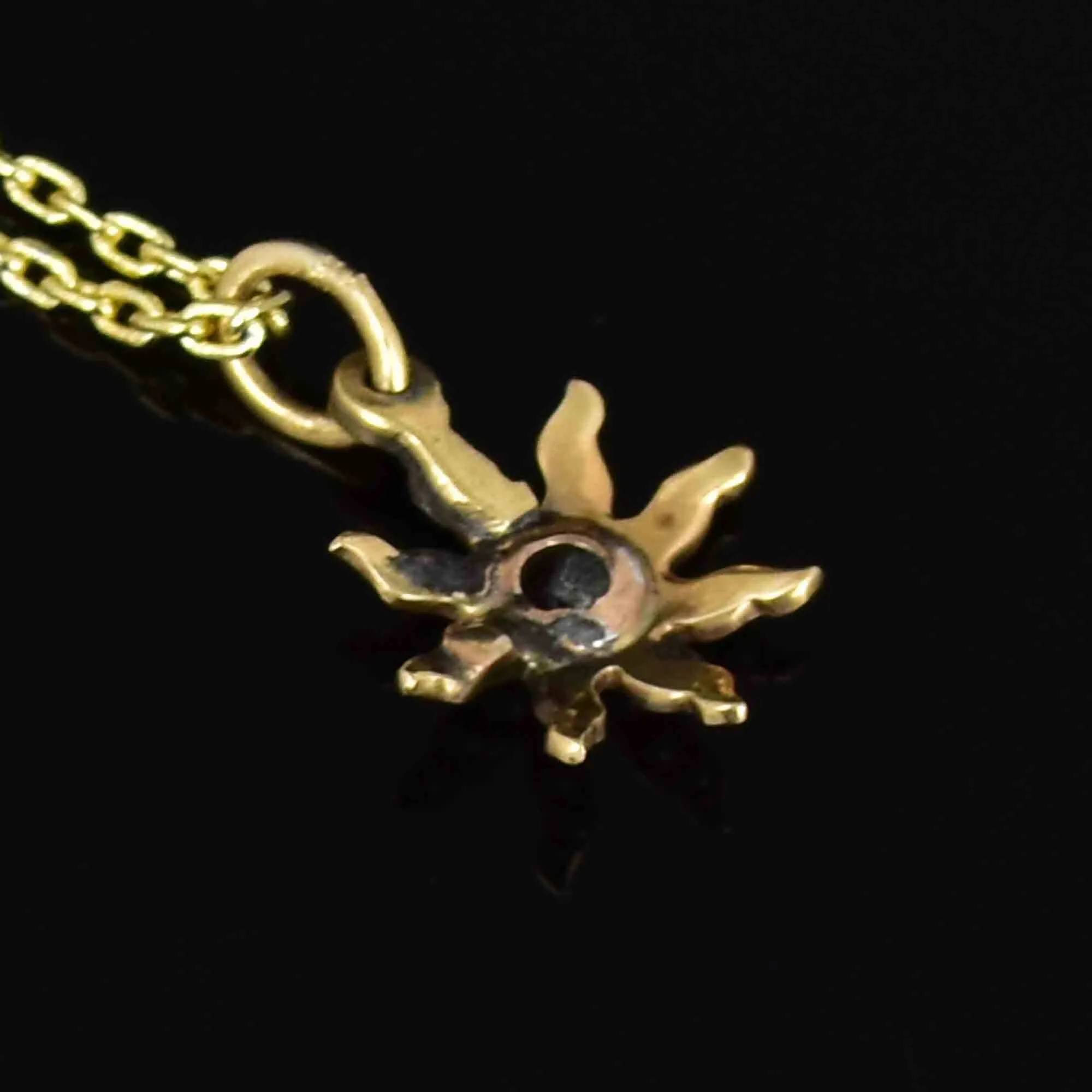 Antique 14K Gold Pearl Ruby Star Charm Pendant Necklace