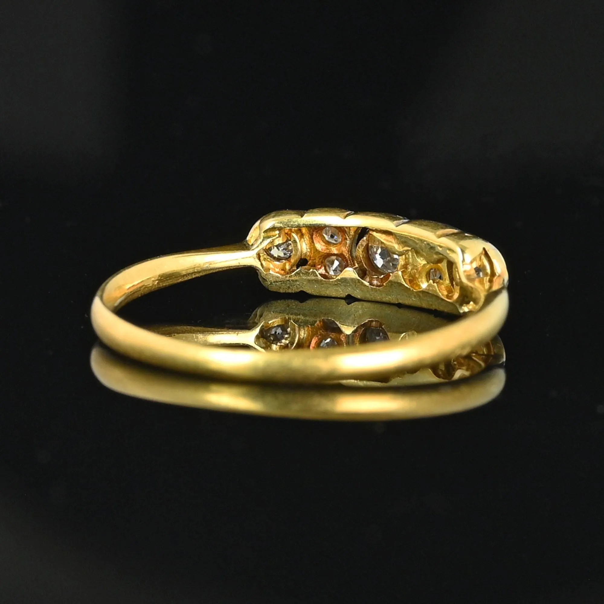 Antique European Cut Diamond Ring Band in 18K Gold