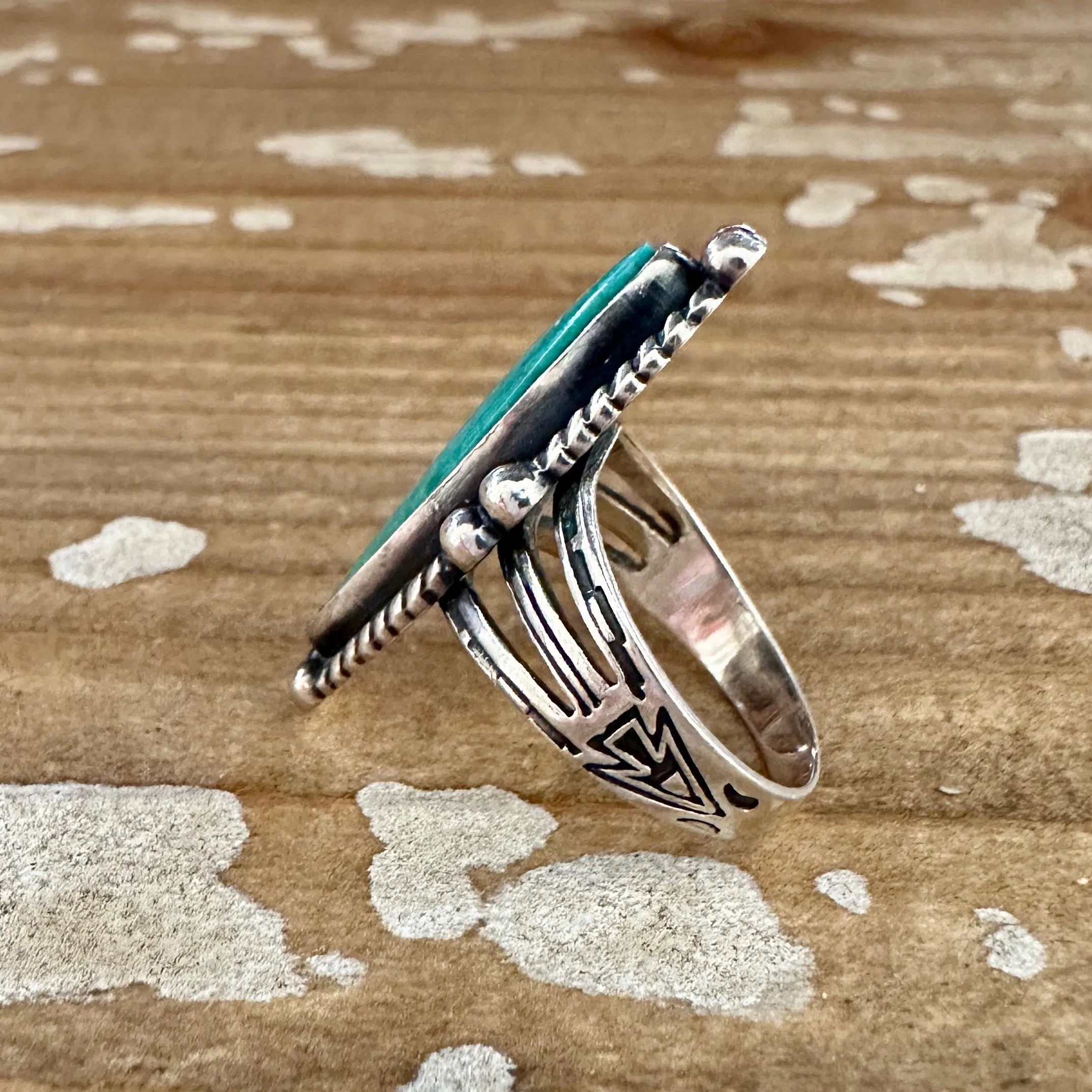 ARCHER'S LOVE Vintage Handmade Ring Sterling Silver, Turquoise • Size 6 1/4