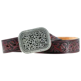 ARIAT Women's Filigree Tooled Dark Brown Leather Belt