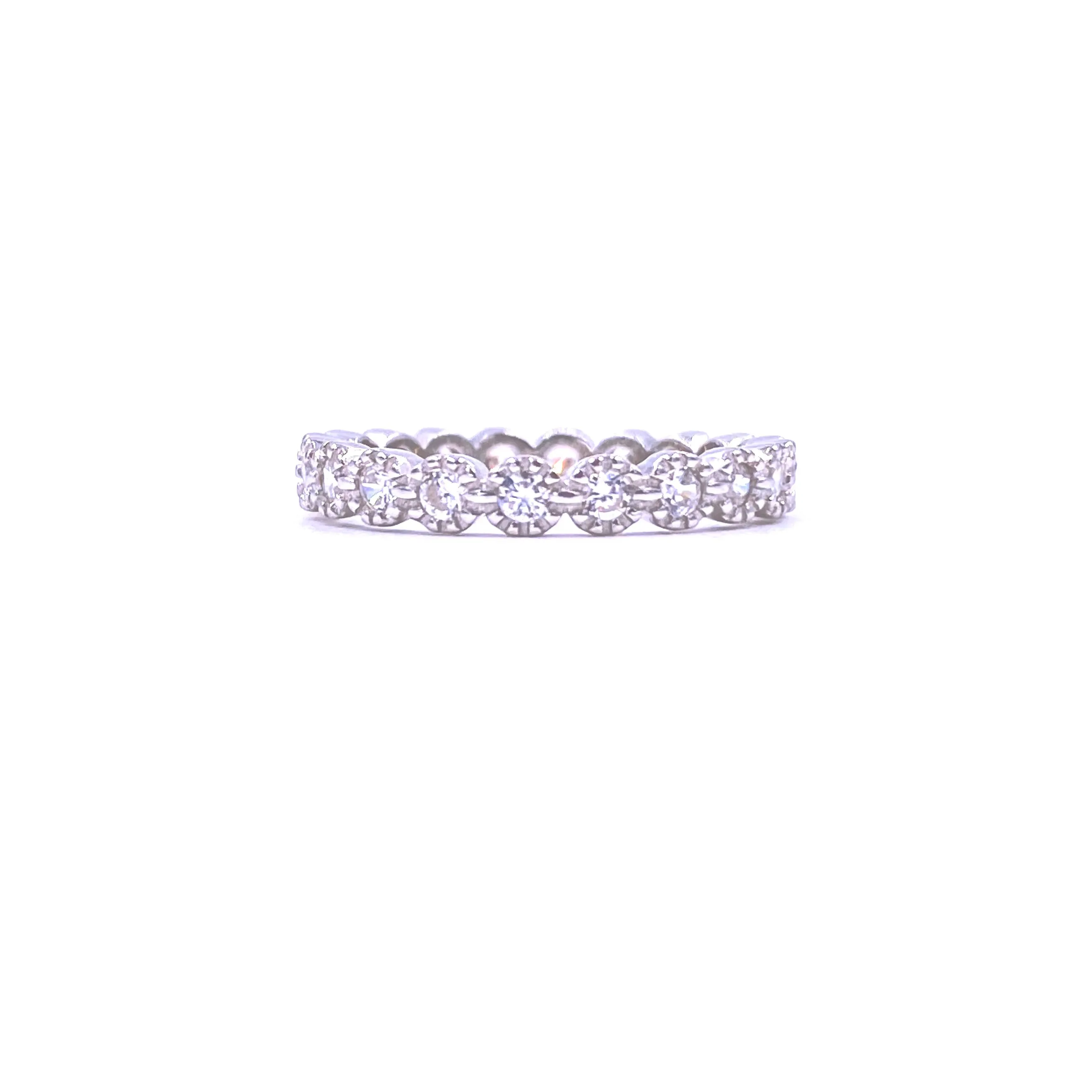 Ashley Gold Sterling Silver Eternity CZ Bezel Set Band Ring