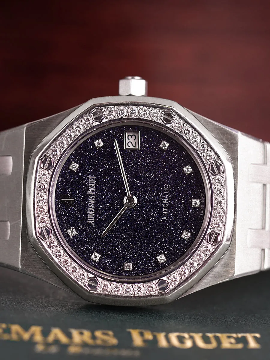 Audemars Piguet Royal Oak 18k WG (Ref. 14813BC) Black Aventurine Dial W/ Diamond Bezel   Box, Booklets