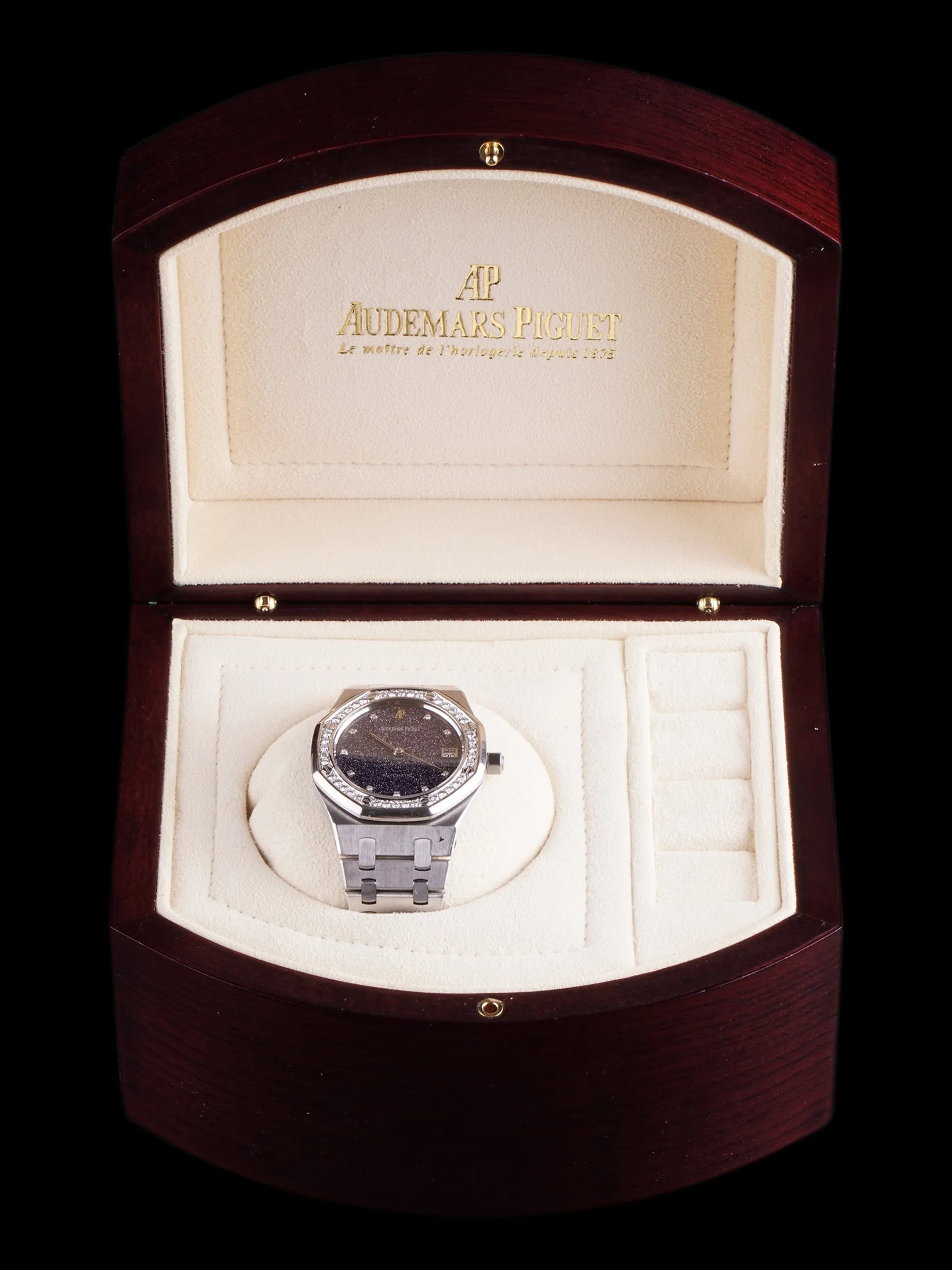 Audemars Piguet Royal Oak 18k WG (Ref. 14813BC) Black Aventurine Dial W/ Diamond Bezel   Box, Booklets