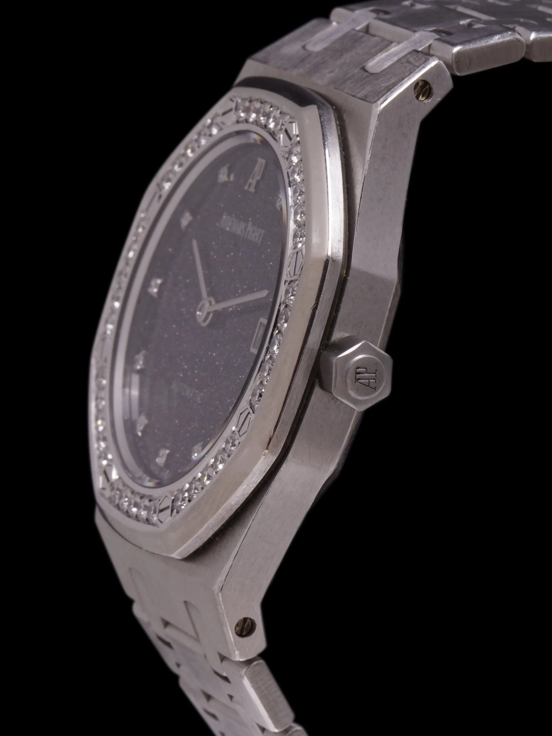 Audemars Piguet Royal Oak 18k WG (Ref. 14813BC) Black Aventurine Dial W/ Diamond Bezel   Box, Booklets