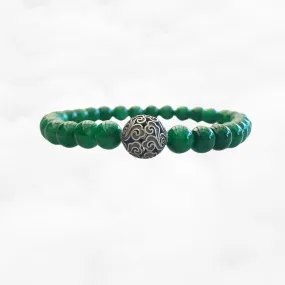 Auspicious Beaded Jadeite Bracelet 6mm Silver