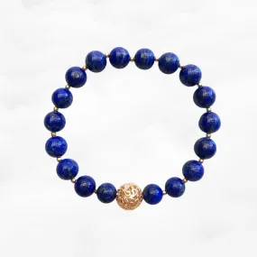 Auspicious Beaded Lapis Bracelet 8mm