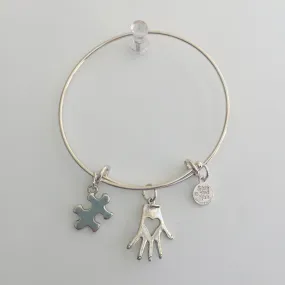 Autism Heart and Hand Bangle Bracelet