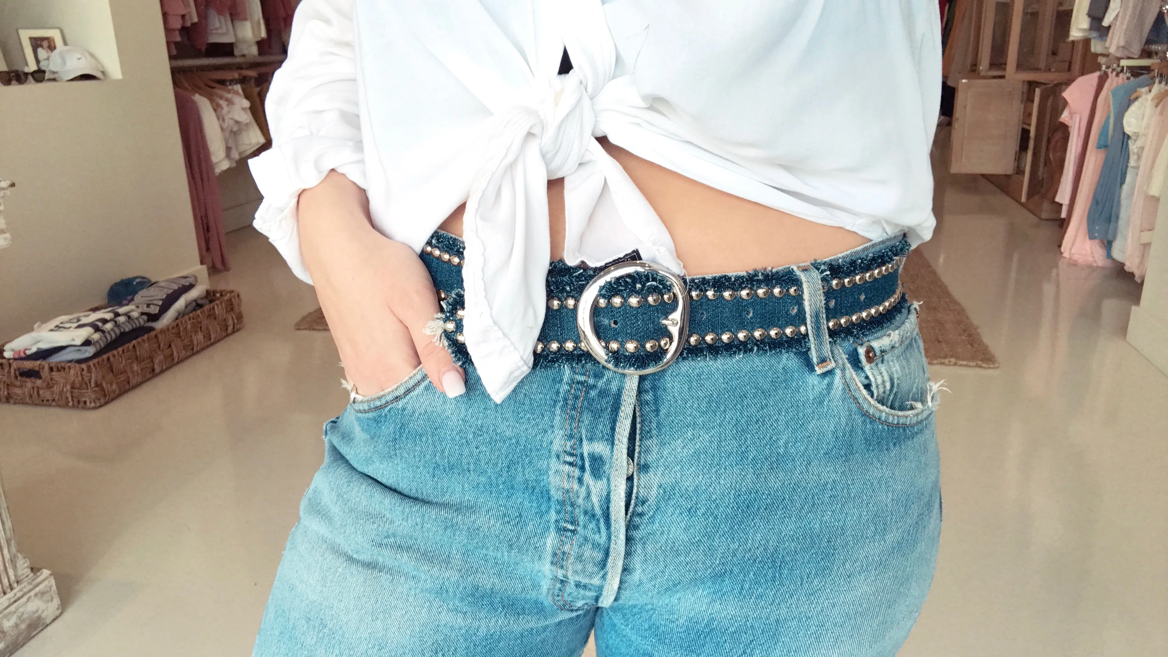 B-Low The Belt Denim Stud Belt