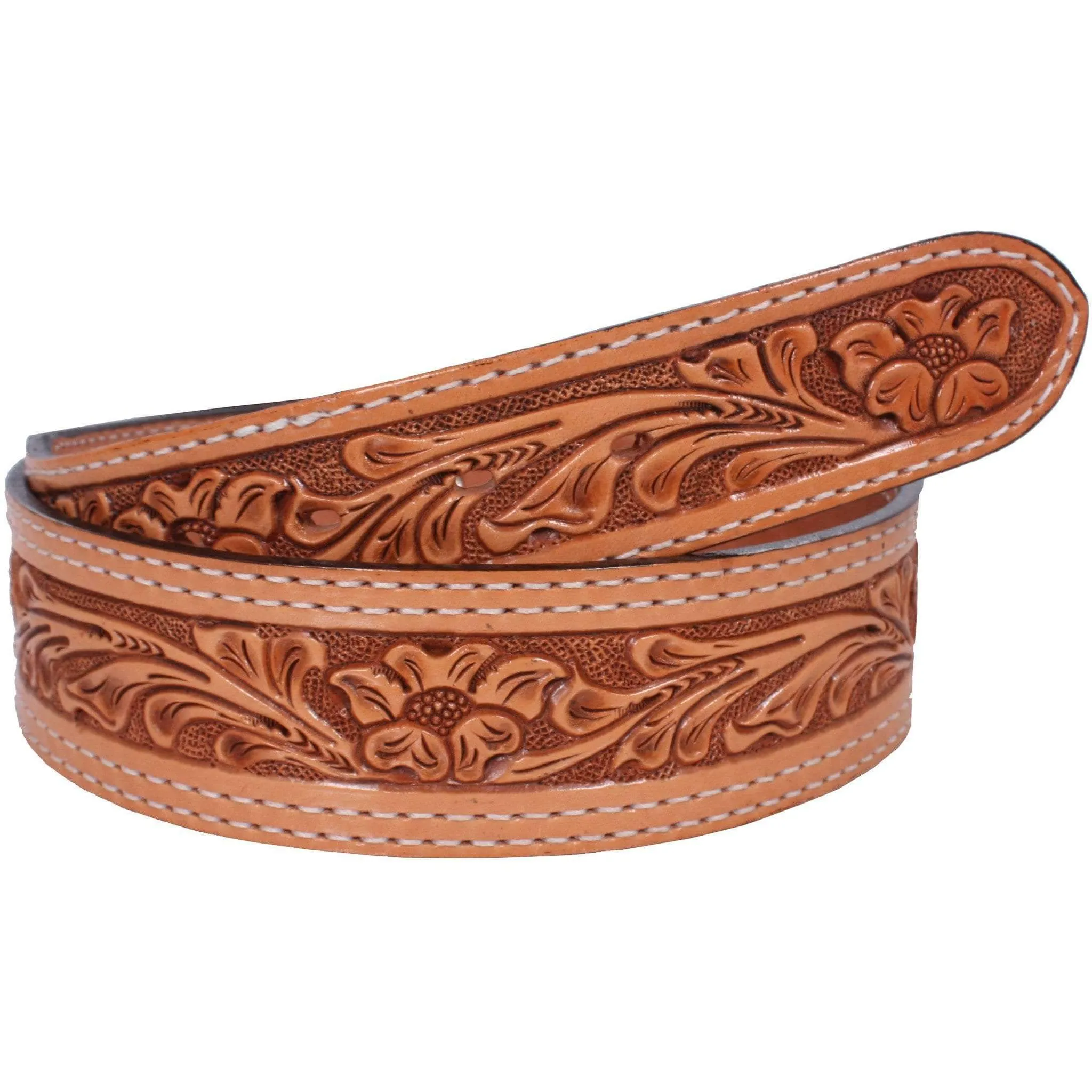 B737 - Natural Floral Tooled Belt