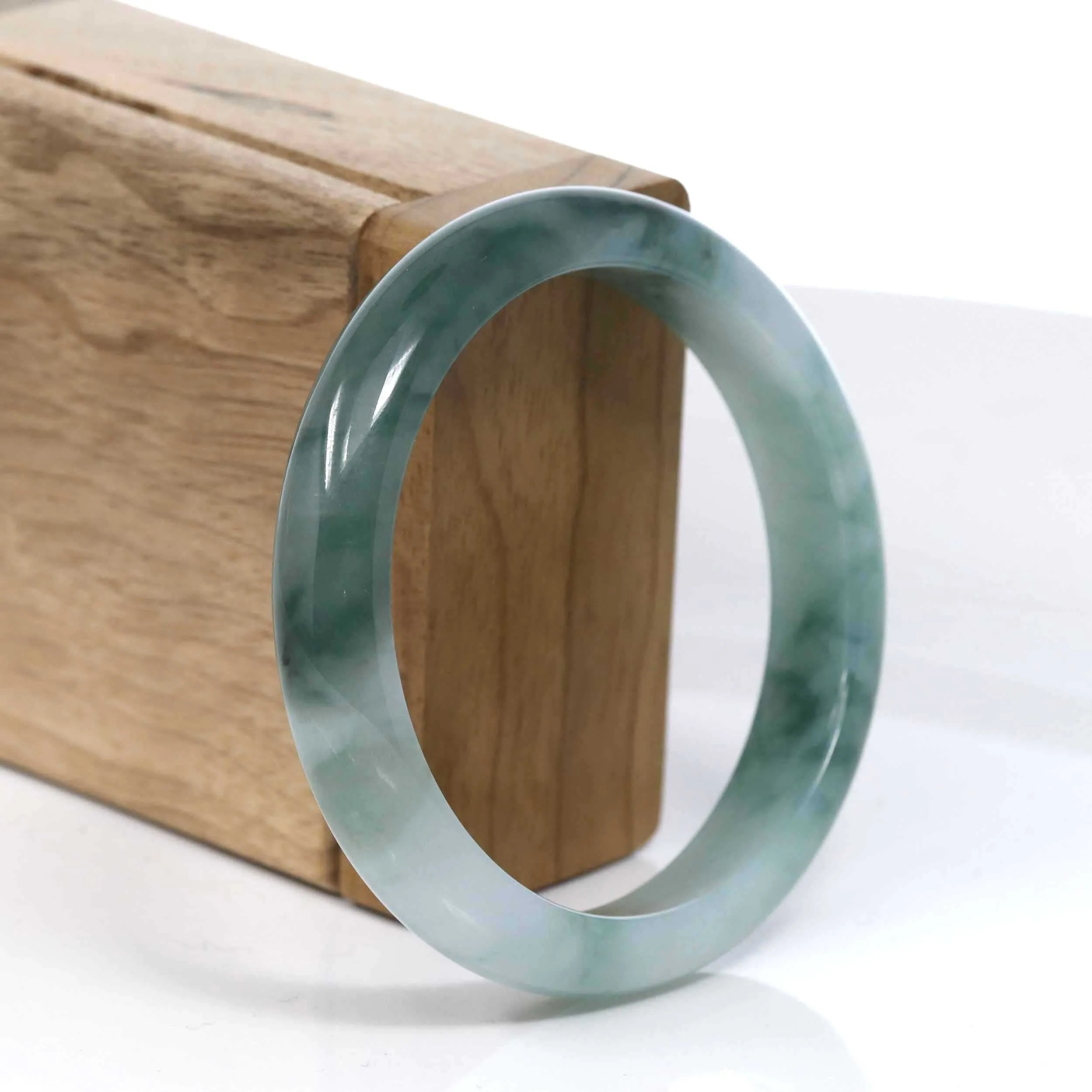 Baikalla Blue Green Classic Real Jadeite Jade Bangle Bracelet (58.40mm) #388