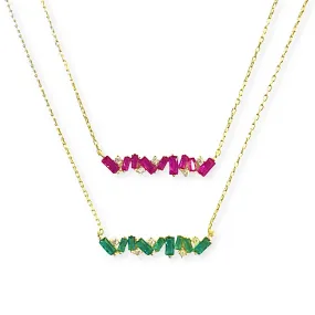 Barbara Baguette Birthstone Cluster Bar Necklace