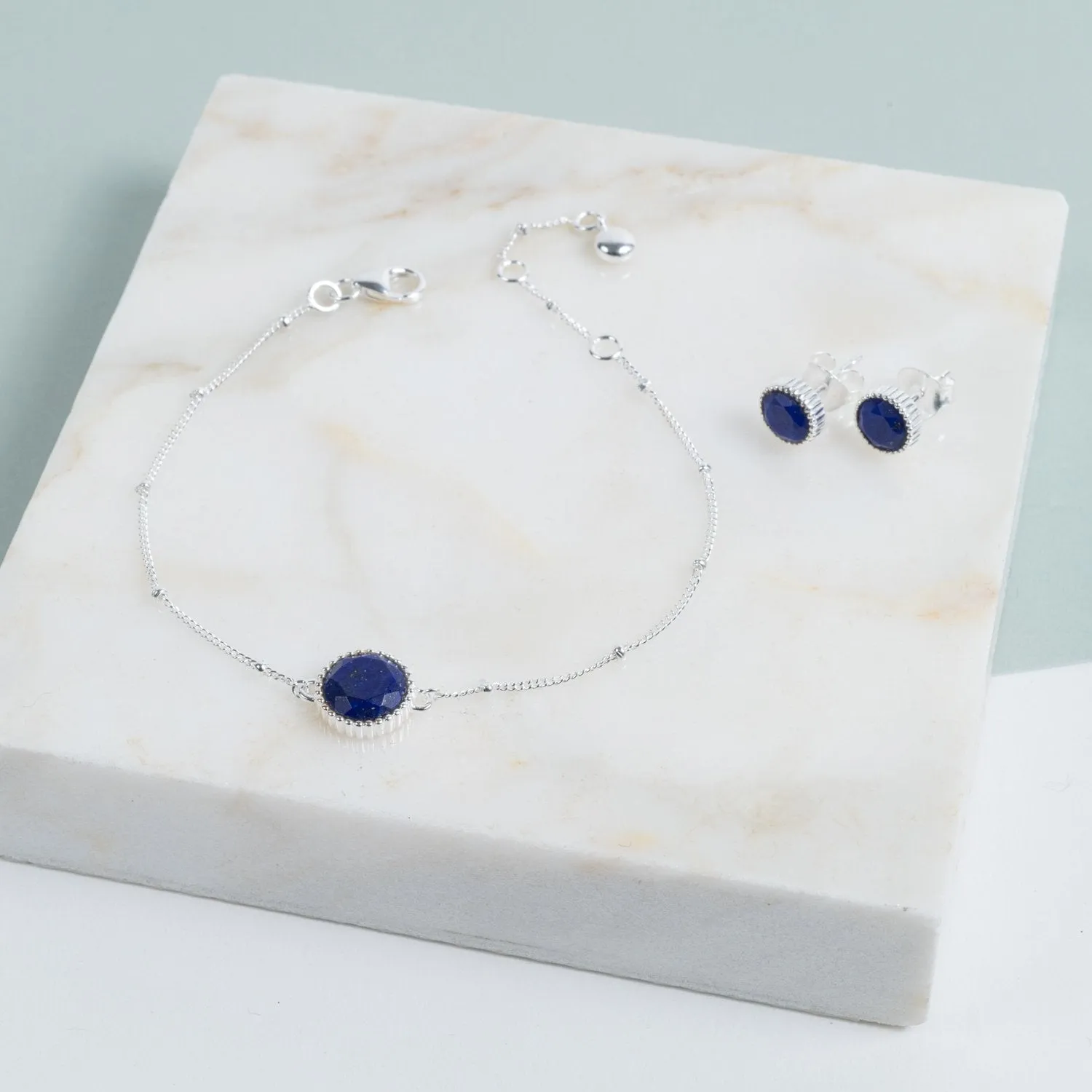 Barcelona Silver September Lapis Lazuli Birthstone Bracelet