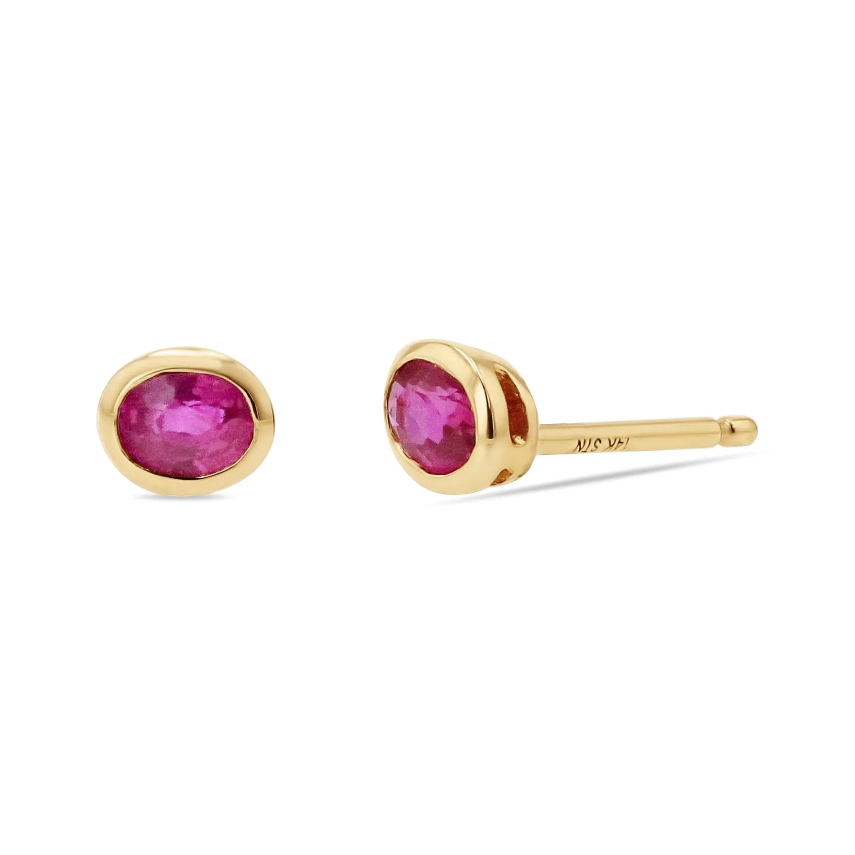 Bezel Set Ruby Studs