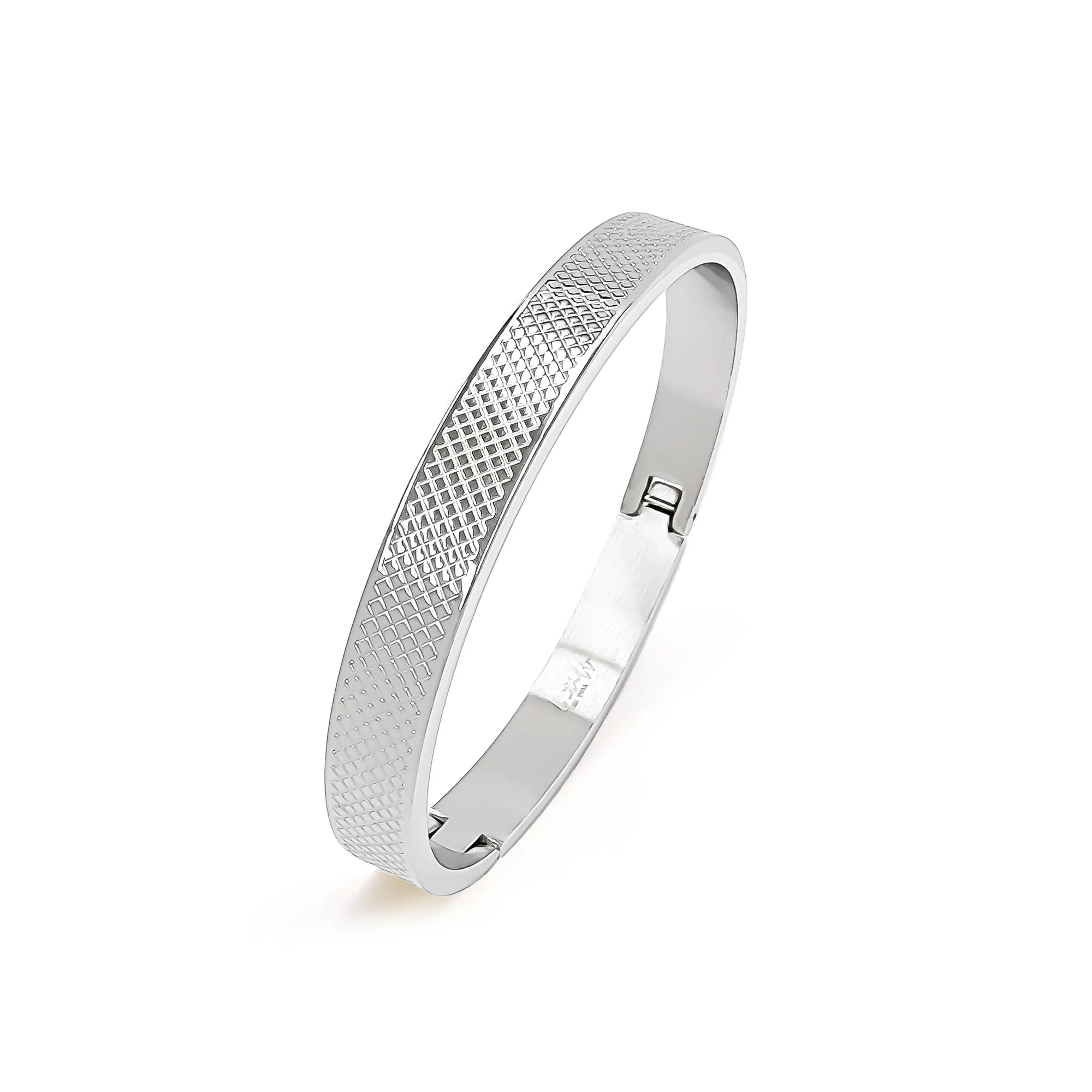 BG800W B.Tiff Simplicity Cross Hatch Bangle Bracelet