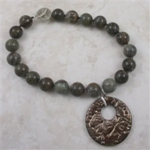 Big Dark Green Gemstone Beads & Handmade Fair Trade Pendant