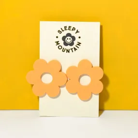 Big stud earrings - Orange pastel daisy studs