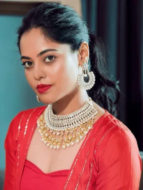 Bindu Madhavi In Diamond Stone Choker With Pearl Tassels