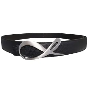 Black Pebbled Diamante Silver Belt