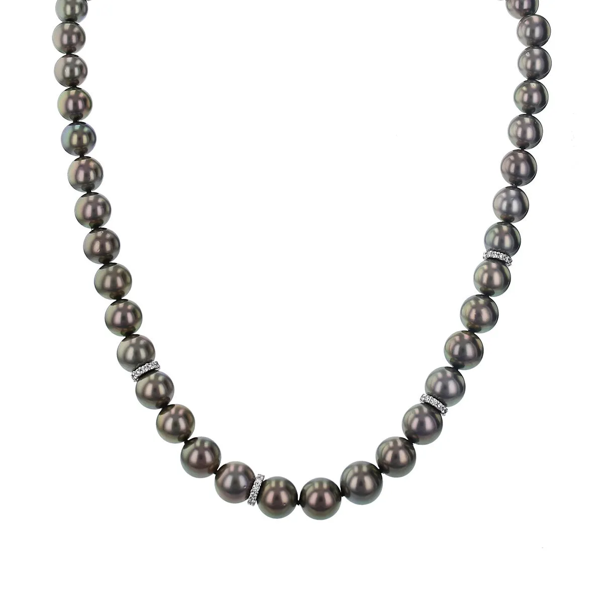 Black South Sea Pearl Strand with Diamond Rondelles