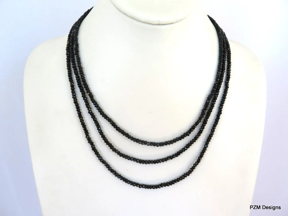 Black Spinel Triple Strand Necklace