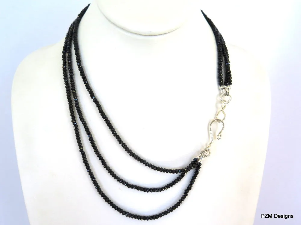 Black Spinel Triple Strand Necklace