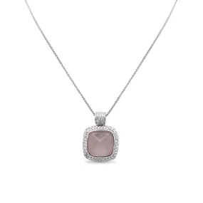 Boodles Rose Quartz & Diamond Pendant On 16" Necklace - 18ct Gold