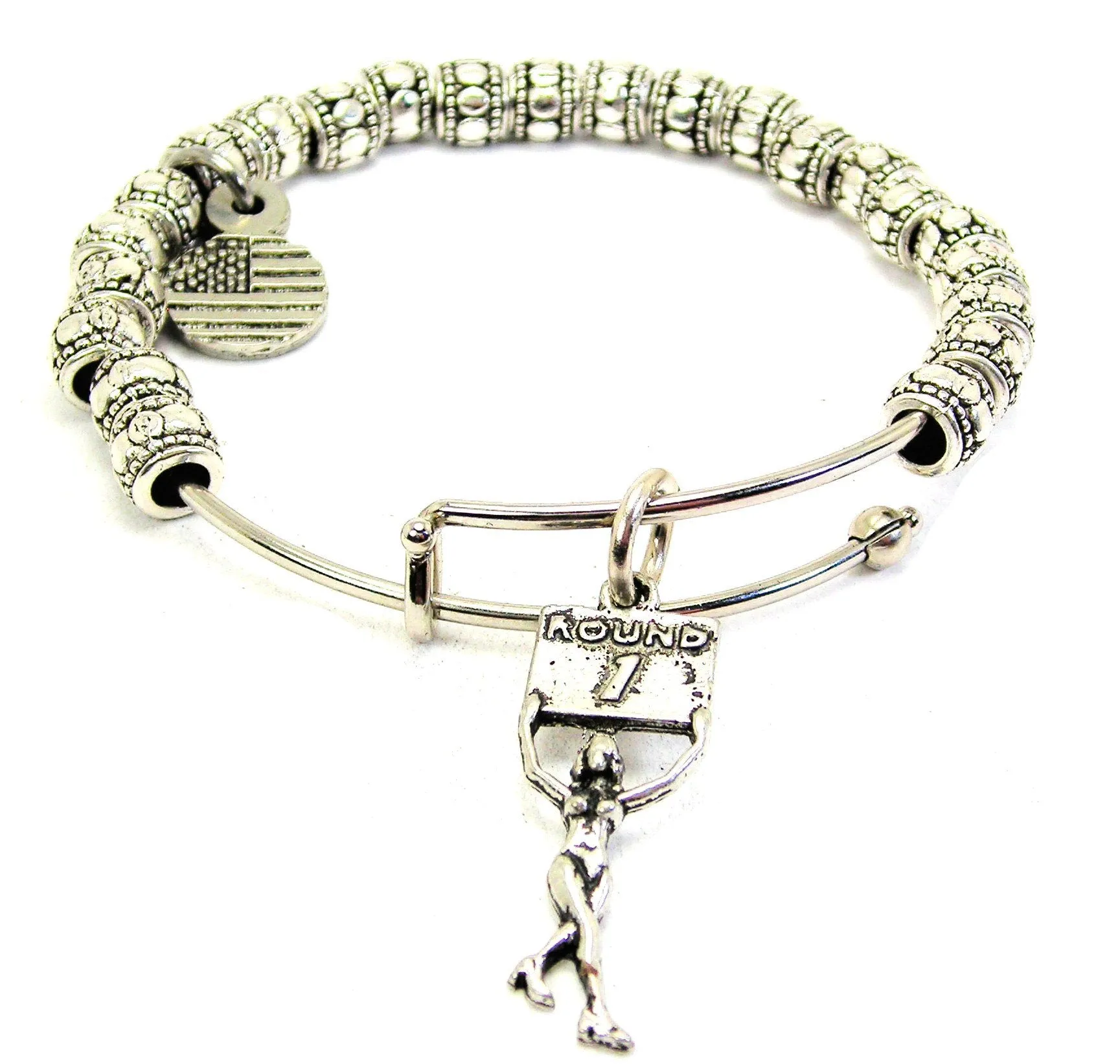 Boxing Ring Girl Metal Beaded Bracelet