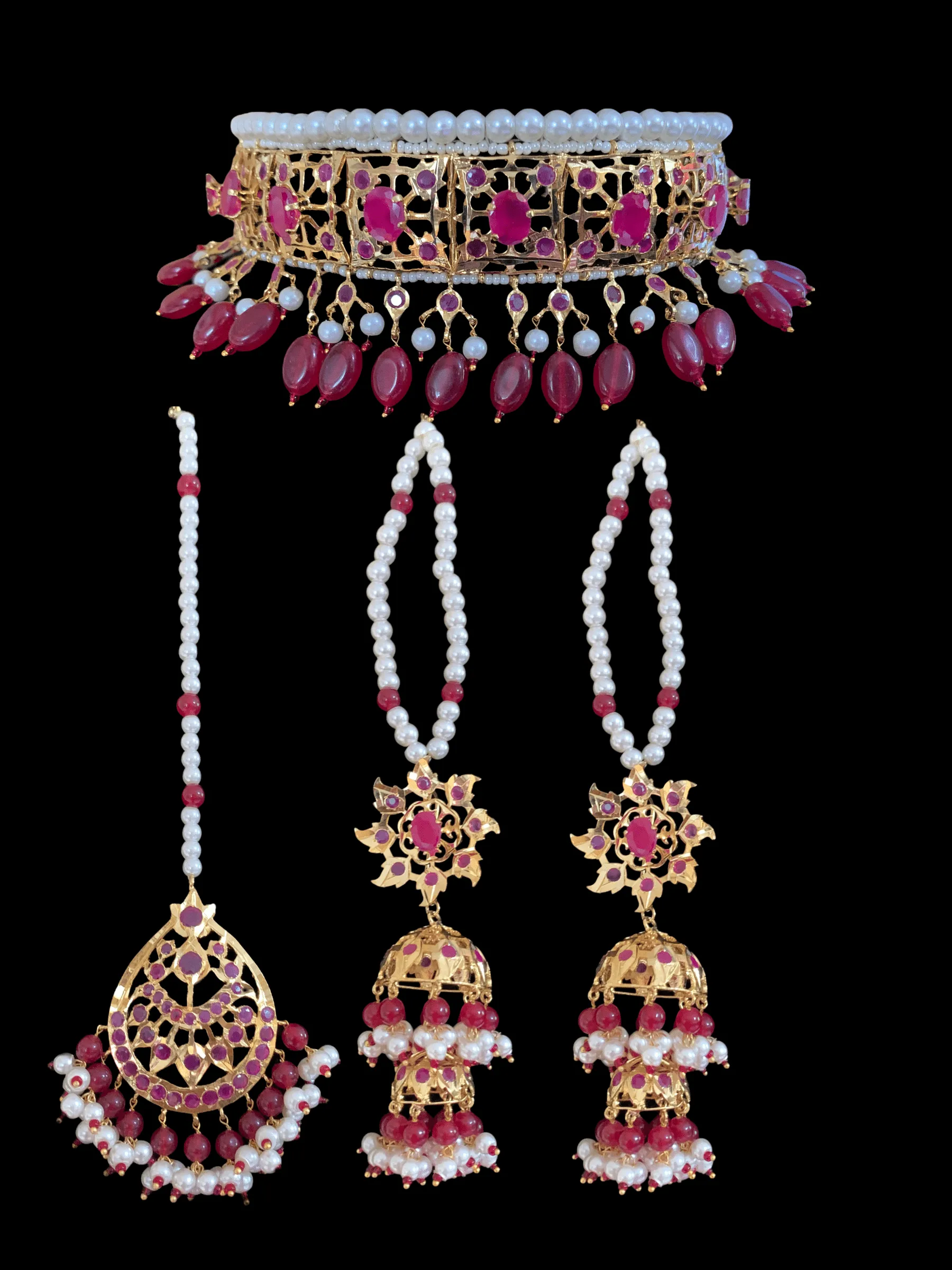 BR55 Insia hyderabadi jadavi lacha with double jhumka( READY TO SHIP )