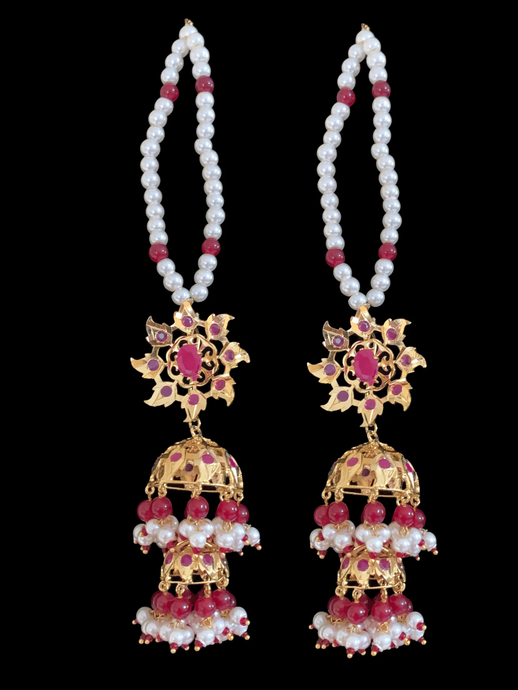 BR55 Insia hyderabadi jadavi lacha with double jhumka( READY TO SHIP )