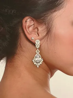 Bridal Earrings, Swarovski and Zirconia Wedding jewelry, Luxury Drop Earring