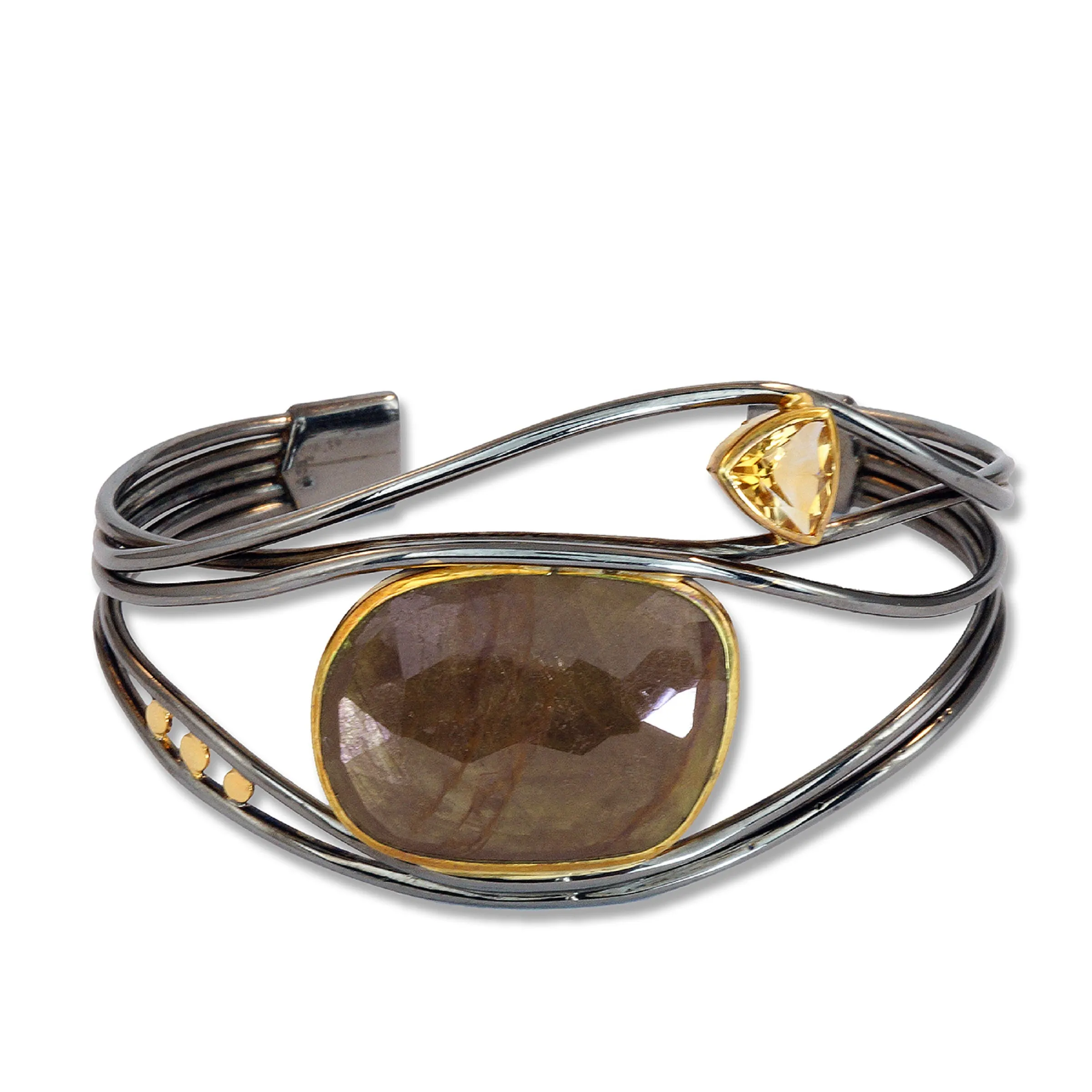 Bronze Sapphire and Citrine Cuff