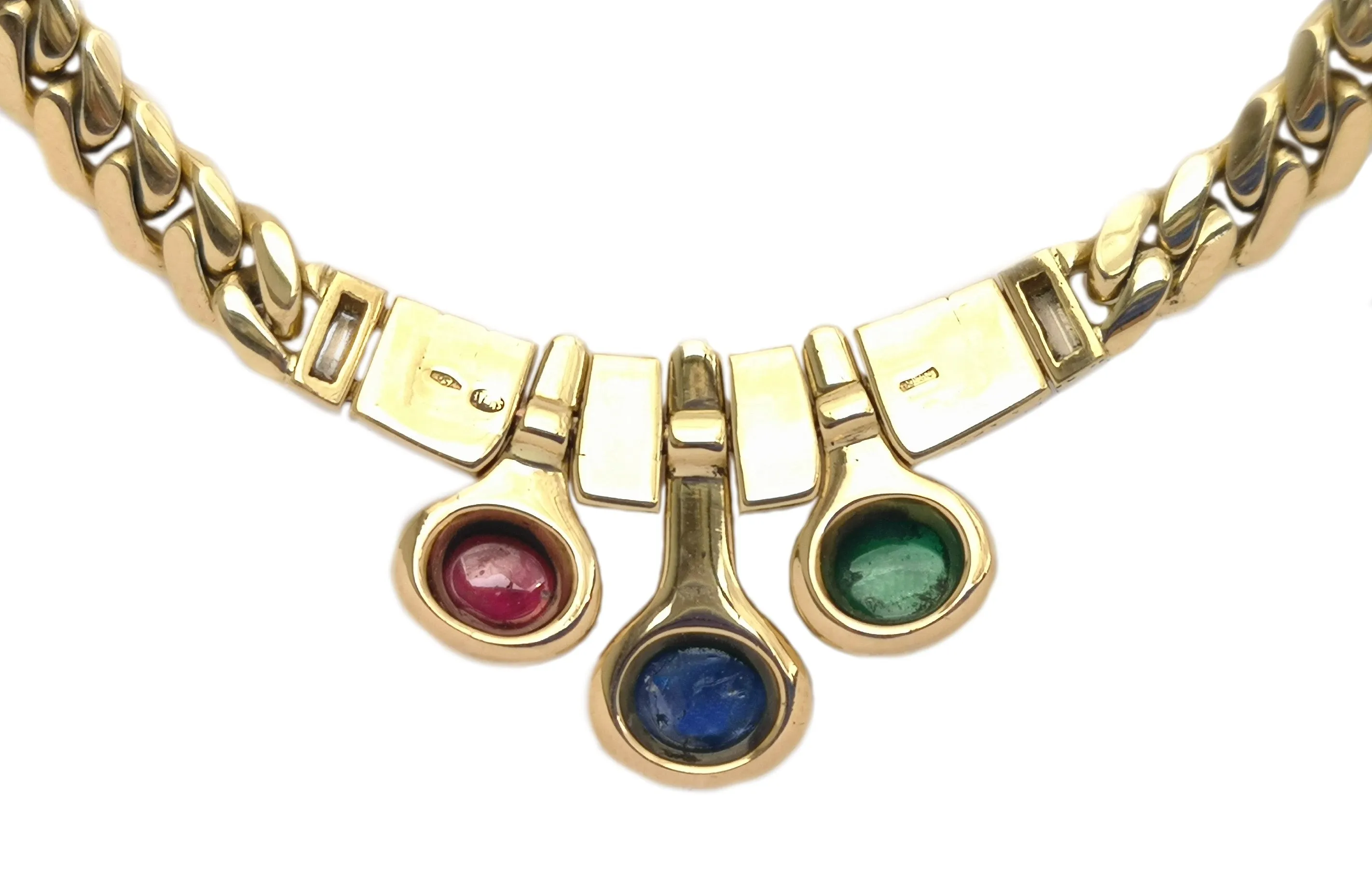 Bvlgari Bulgari Vintage 1980s Diamond & Gem Set Curb Link Necklace