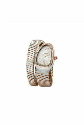 bvlgari serpenti stainless steel & pink gold 35mm ladies watch