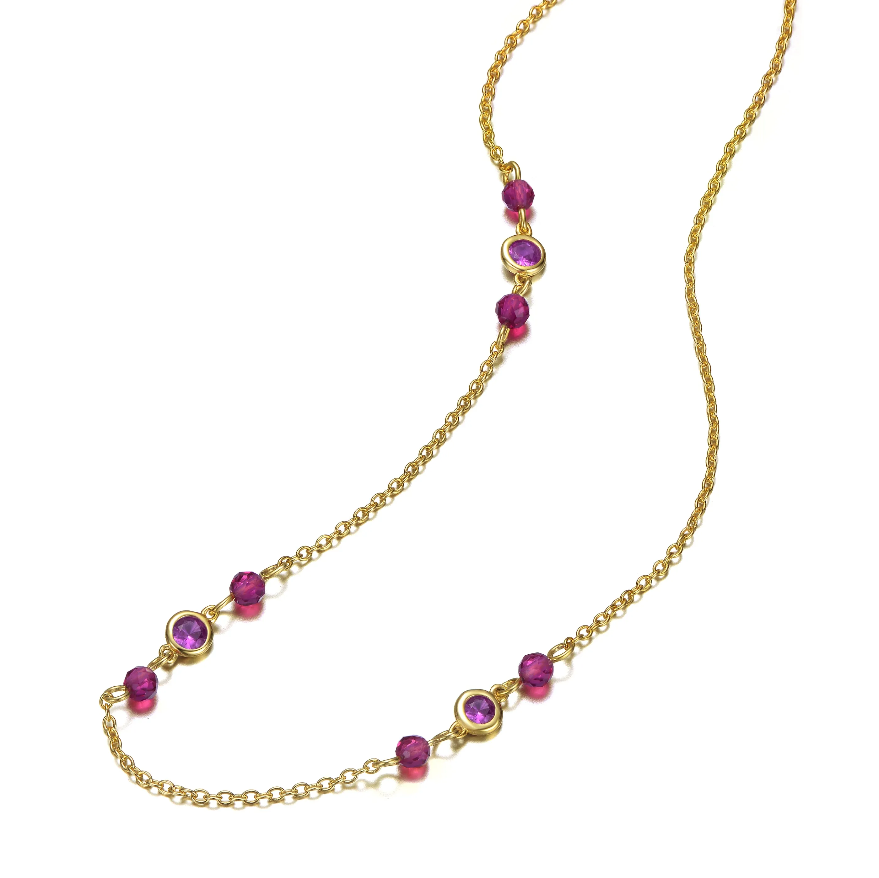 Caroline Dainty Purple Golden Necklace