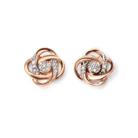 CELTIC KNOT TWIST STUD EARRINGS IN GOLD WITH DIAMONDS