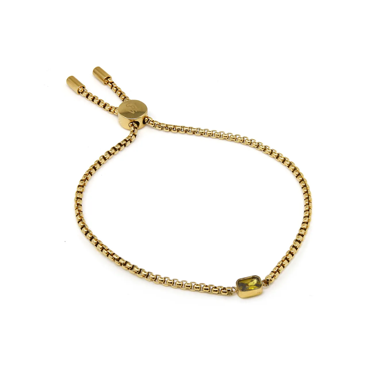 Children's August Peridot Birthstone Bracelet - Yellow Gold