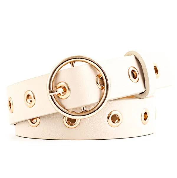 Circle Buckle Eyelet Belt