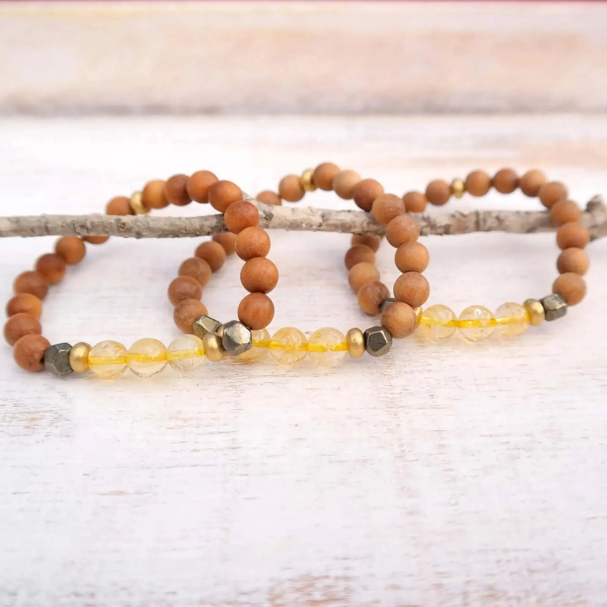 Citrine Bracelet with Sandalwood - Manifestation Bracelet