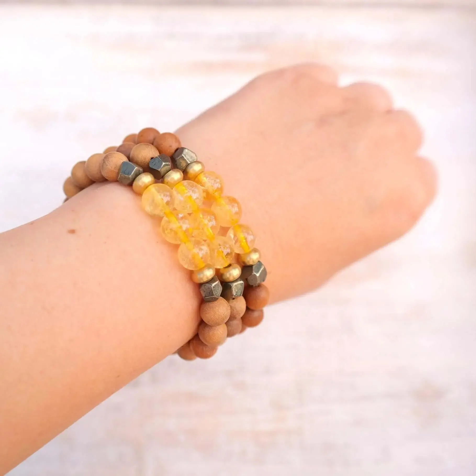 Citrine Bracelet with Sandalwood - Manifestation Bracelet