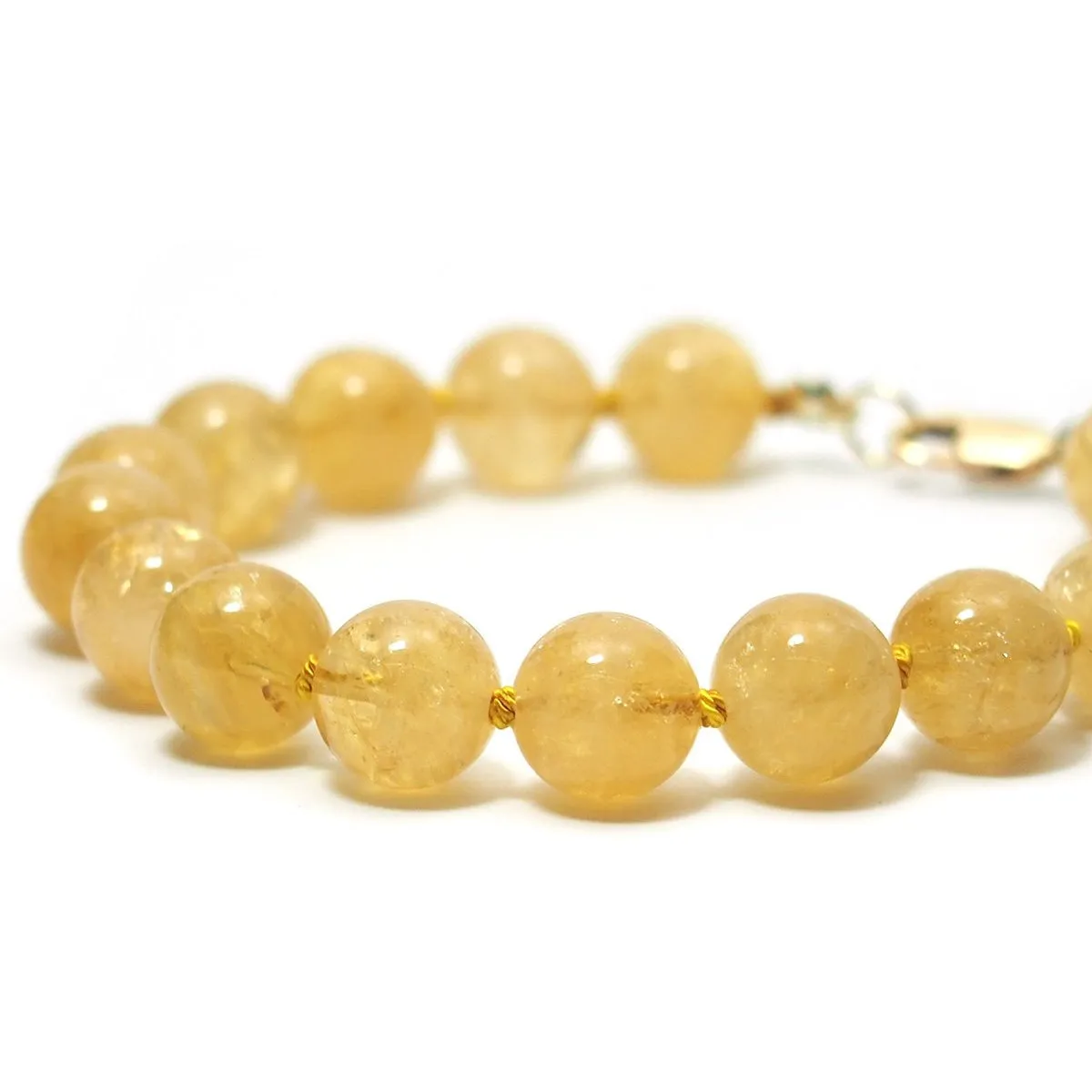 Citrine Knotted Bracelet with Gold Filled Lobster Claw Clasp