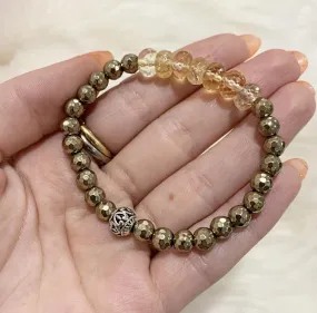 Citrine with Pyrite Genuine Crystal Bracelet